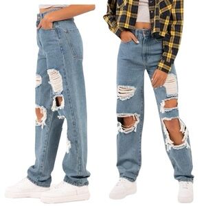 RSQ Baggy Jeans Ripped Size 31 x 30 Rise 11 Blue #Boho Chic #Normcore #H…Baddie